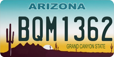 AZ license plate BQM1362