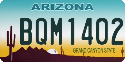 AZ license plate BQM1402