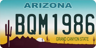AZ license plate BQM1986