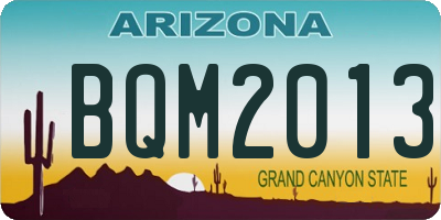 AZ license plate BQM2013