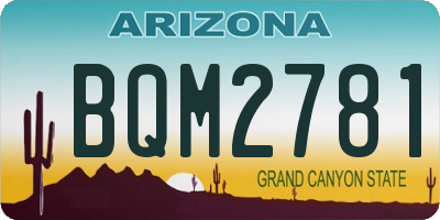 AZ license plate BQM2781