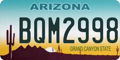 AZ license plate BQM2998