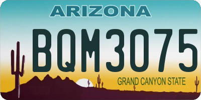 AZ license plate BQM3075