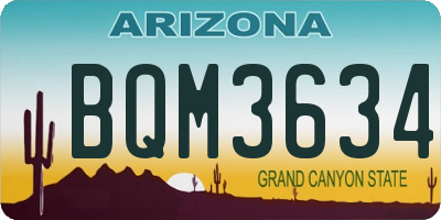 AZ license plate BQM3634