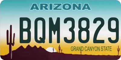 AZ license plate BQM3829