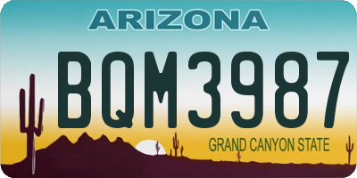 AZ license plate BQM3987