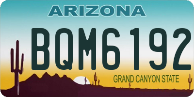 AZ license plate BQM6192