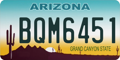 AZ license plate BQM6451
