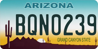AZ license plate BQN0239