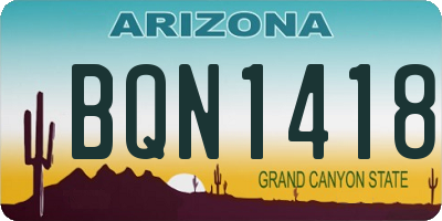 AZ license plate BQN1418