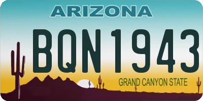 AZ license plate BQN1943
