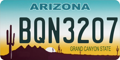 AZ license plate BQN3207