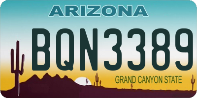 AZ license plate BQN3389