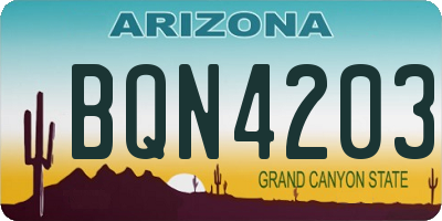 AZ license plate BQN4203
