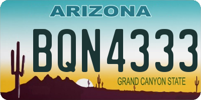 AZ license plate BQN4333