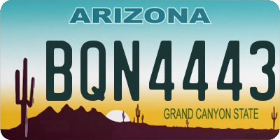 AZ license plate BQN4443