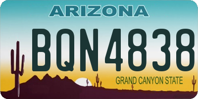 AZ license plate BQN4838