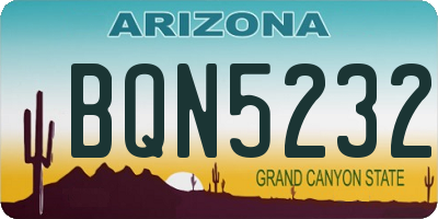 AZ license plate BQN5232
