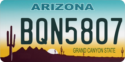 AZ license plate BQN5807