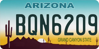 AZ license plate BQN6209