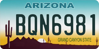 AZ license plate BQN6981