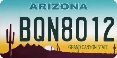 AZ license plate BQN8012