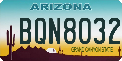 AZ license plate BQN8032