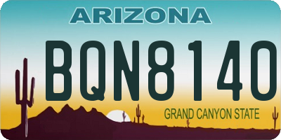 AZ license plate BQN8140