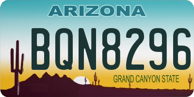 AZ license plate BQN8296