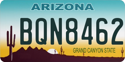 AZ license plate BQN8462