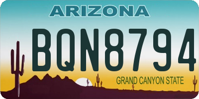 AZ license plate BQN8794