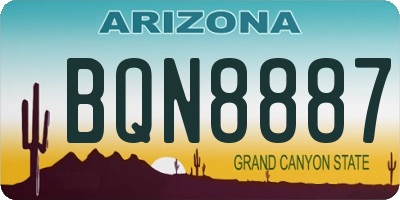 AZ license plate BQN8887