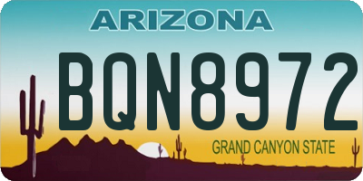 AZ license plate BQN8972
