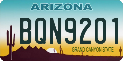 AZ license plate BQN9201