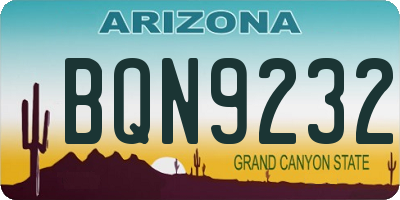AZ license plate BQN9232