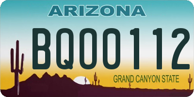 AZ license plate BQO0112