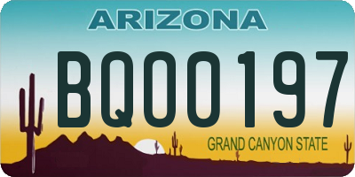 AZ license plate BQO0197