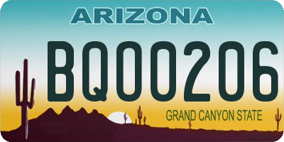AZ license plate BQO0206
