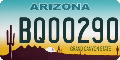 AZ license plate BQO0290