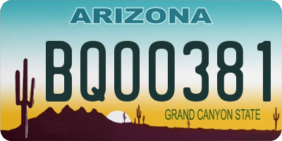 AZ license plate BQO0381