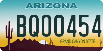 AZ license plate BQO0454