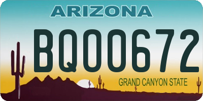 AZ license plate BQO0672