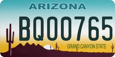 AZ license plate BQO0765