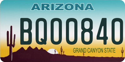 AZ license plate BQO0840