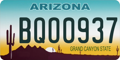 AZ license plate BQO0937