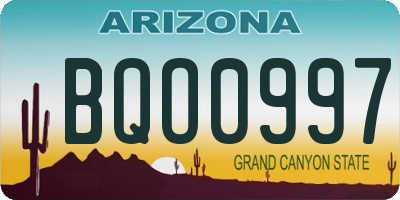 AZ license plate BQO0997