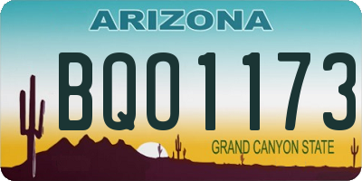 AZ license plate BQO1173