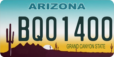 AZ license plate BQO1400