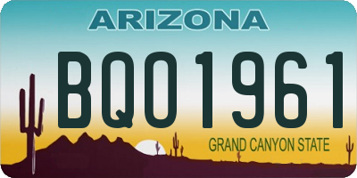 AZ license plate BQO1961