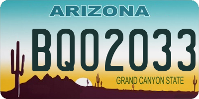 AZ license plate BQO2033